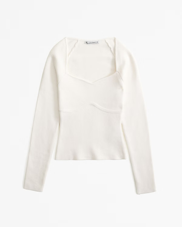 Long-Sleeve Sweetheart Sweater Top | Abercrombie & Fitch (US)