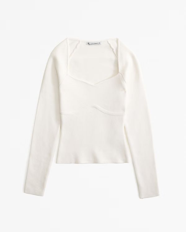 Long-Sleeve Sweetheart Sweater Top | Abercrombie & Fitch (UK)