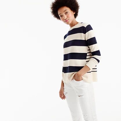 Italian cashmere mixed-stripe crewneck sweater | J.Crew US