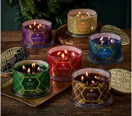 HomeWorx by Slatkin + Co. Set of (2) 18oz Harry's Winter Market Candles - QVC.com | QVC
