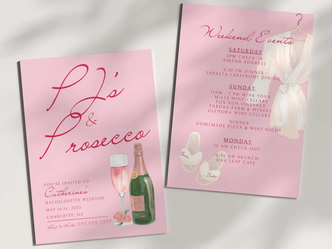Pjs and Prosecco Bachelorette Invitation Template Champagne - Etsy | Etsy (US)