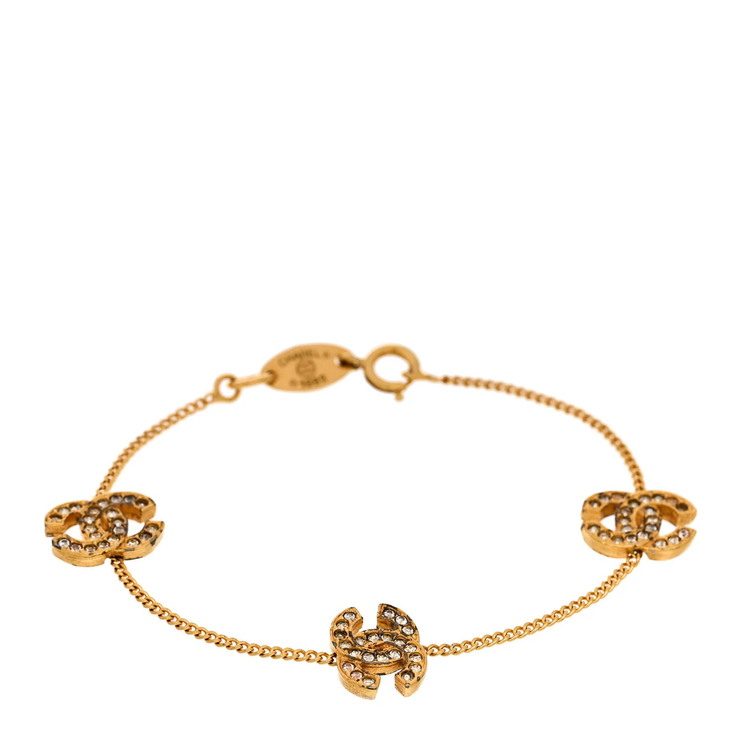 Crystal CC Chain Bracelet Gold | FASHIONPHILE (US)