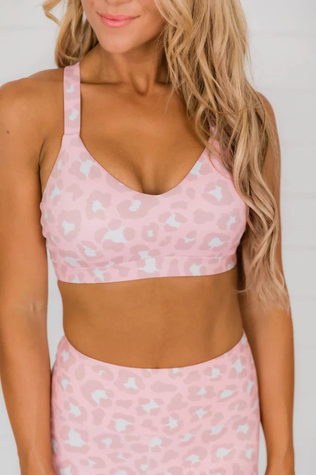 Run To You Animal Print Sports Bra Pink | The Pink Lily Boutique