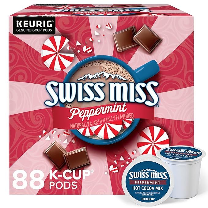 Swiss Miss Peppermint Hot Cocoa, Single-Serve Keurig K-Cup Pods, Hot Chocolate, 88 Count | Amazon (US)
