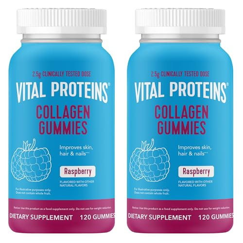 Vital Proteins Collagen Gummies, 2.5g of Clinically-Tested Collagen for Hair, Skin, Nails & Wrinkles, 120 ct Bottle, Pack of 2, Raspberry Flavor | Amazon (US)