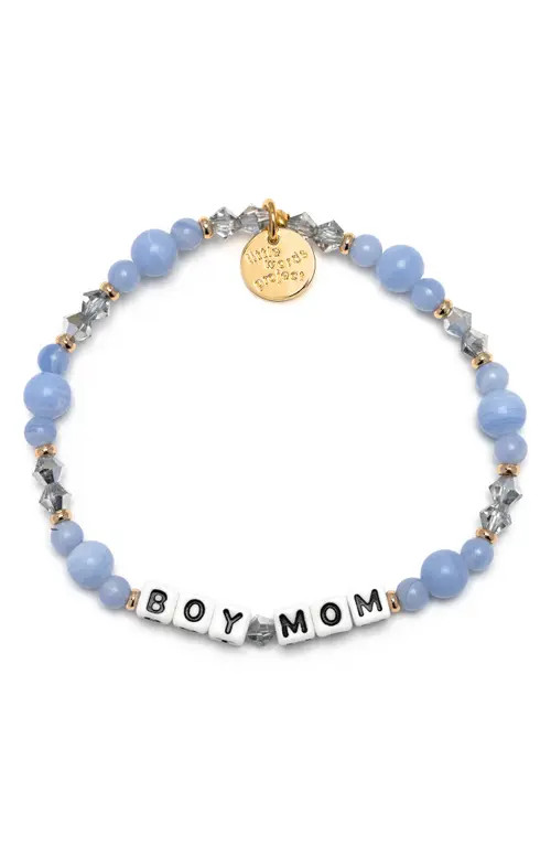 Little Words Project Boy Mom Beaded Stretch Bracelet in White at Nordstrom, Size Medium | Nordstrom