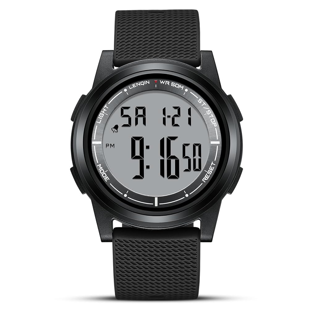 HANPOSH Mens Digital Watch Ultra Thin Minimalist Sports Waterproof Outdoor LED Screen Large Face ... | Amazon (US)