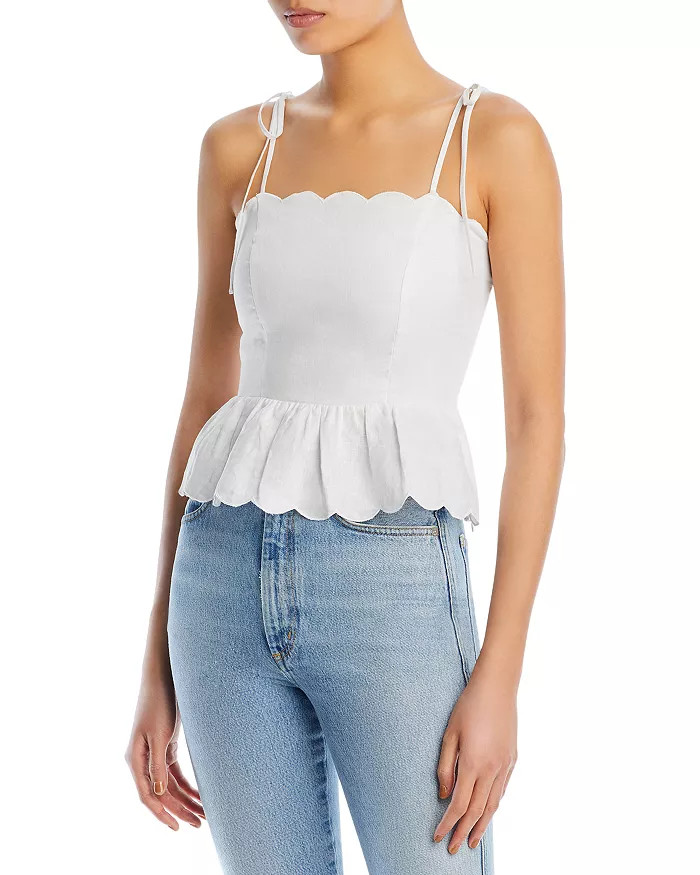 Alba Linen Sleeveless Scalloped Top | Bloomingdale's (US)
