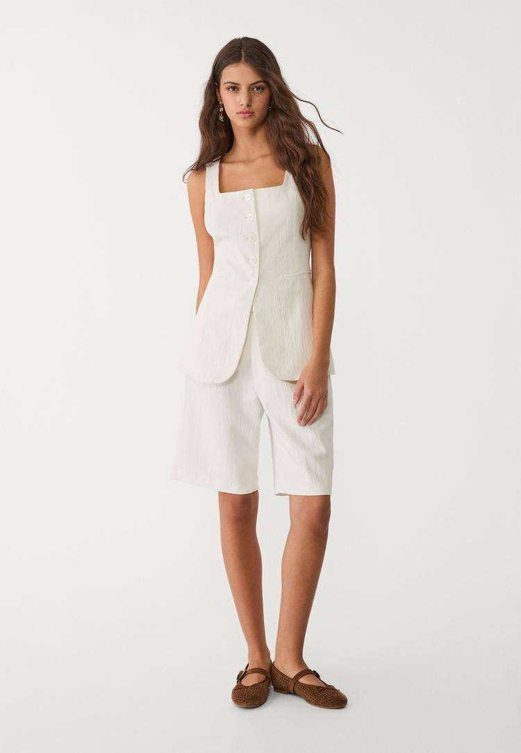 Textured flowing waistcoat - Women's fashion | Stradivarius United Kingdom | Stradivarius (UK)