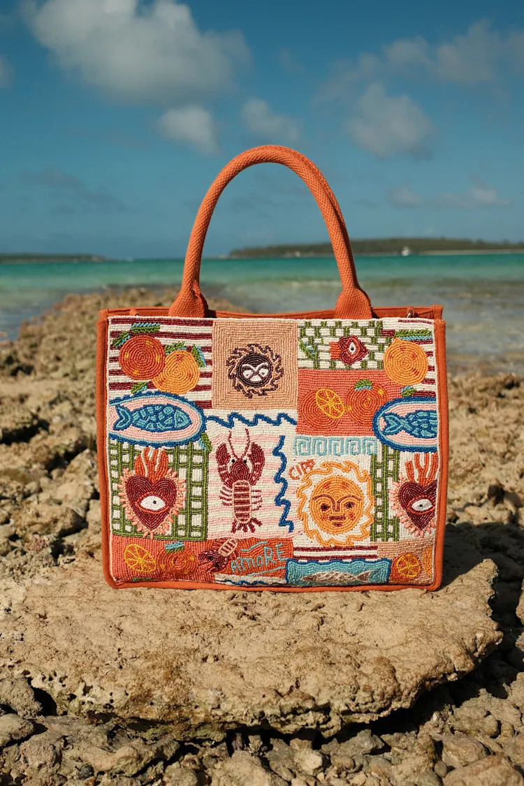 Delia Orange Multi Beaded Tote Bag | Lulus