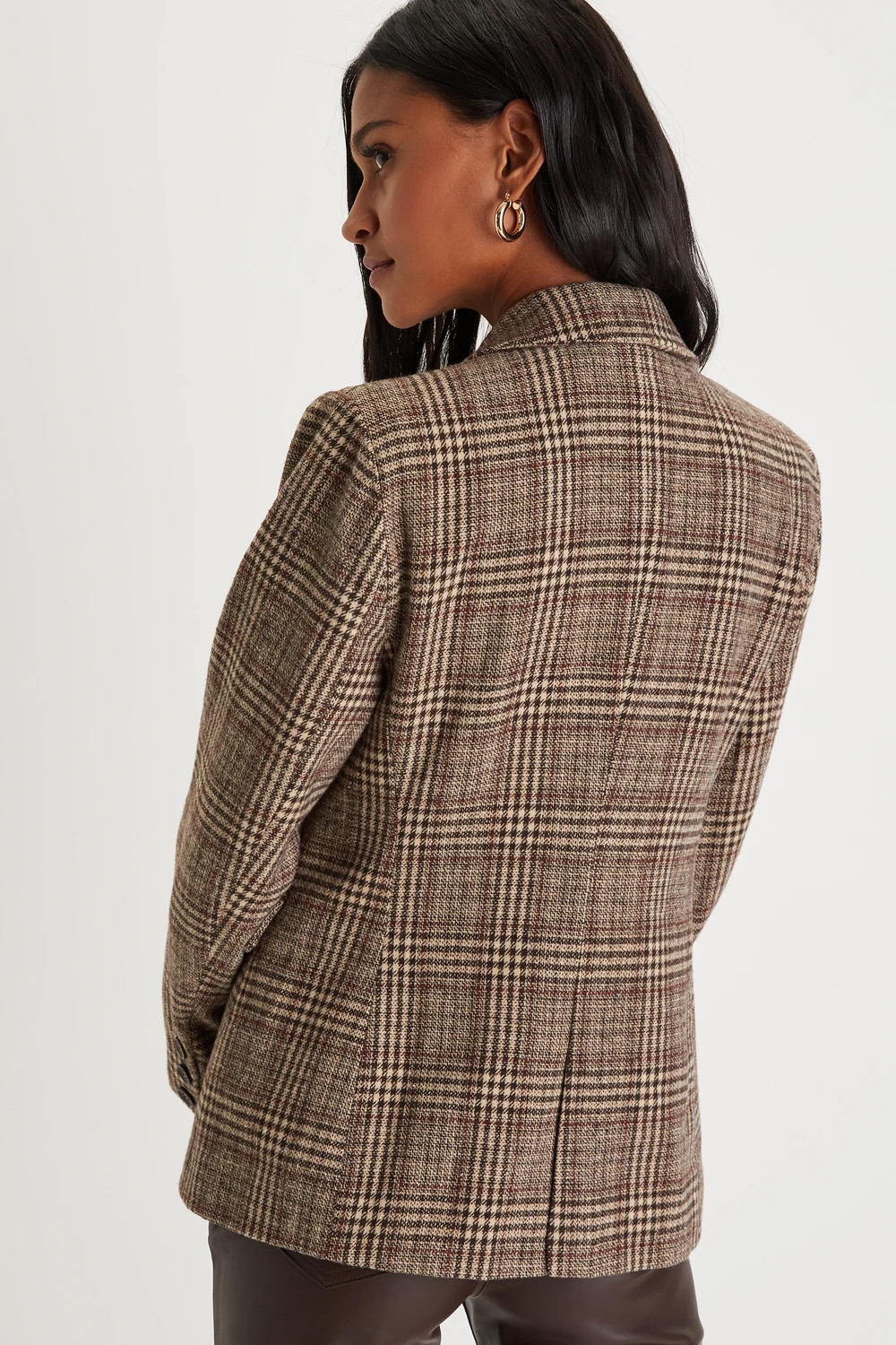 Sophisticated Chic Brown Plaid Tweed Blazer | Lulus