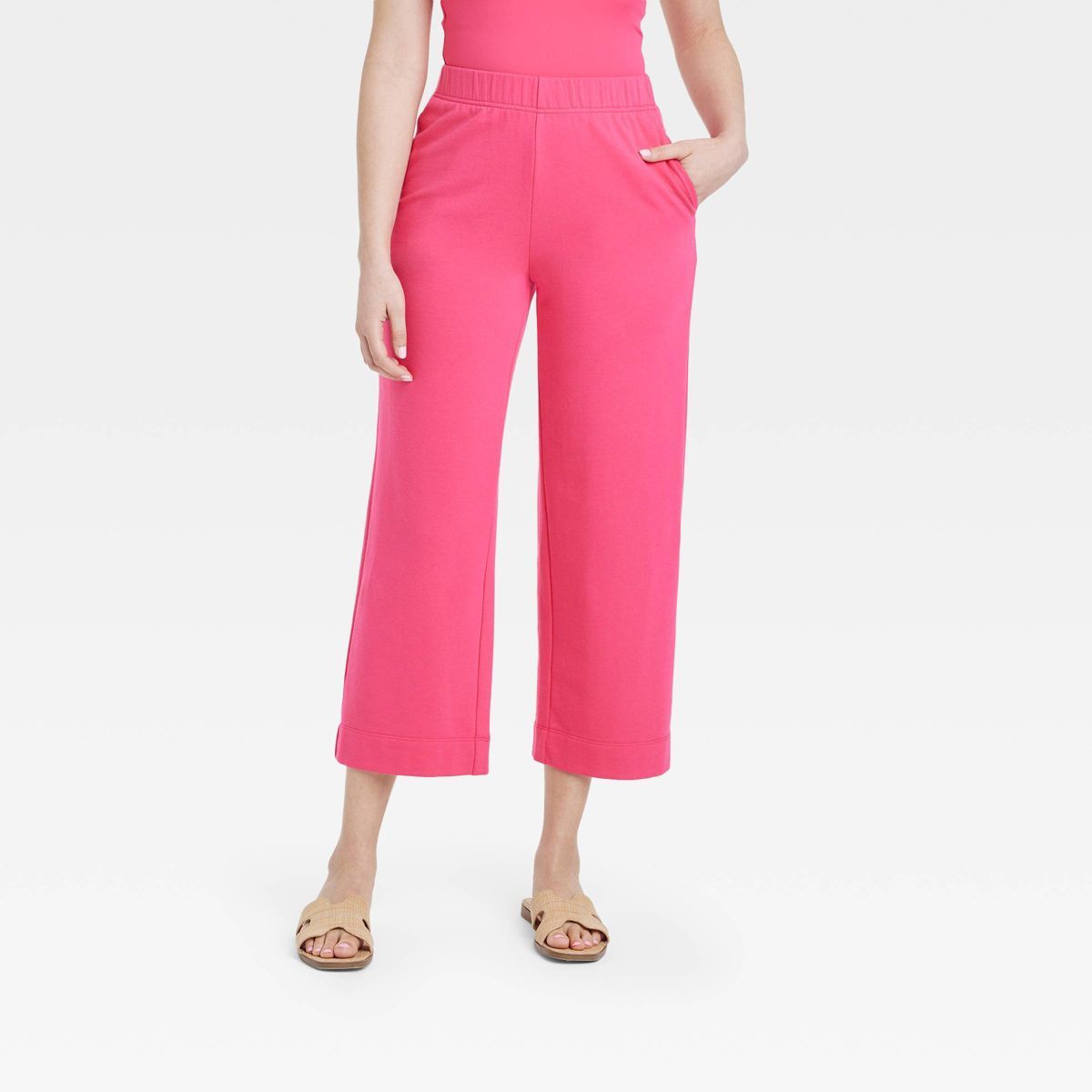 Women's High-Rise Cropped Sweatpants - A New Day™ Pink S | Target
