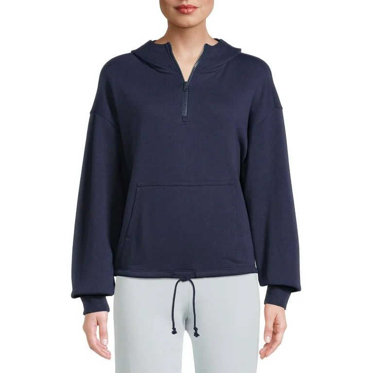 Time and Tru Women's Long Sleeve Pullover Half Zip Hoodie - Walmart.com | Walmart (US)