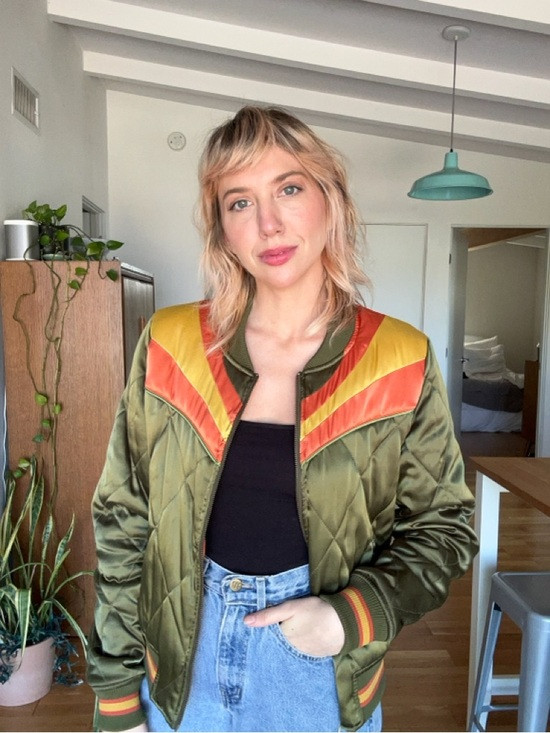 Classic Rock Couture 70s Vintage Style Olive Quilted Satin Bomber Jacket | Poshmark