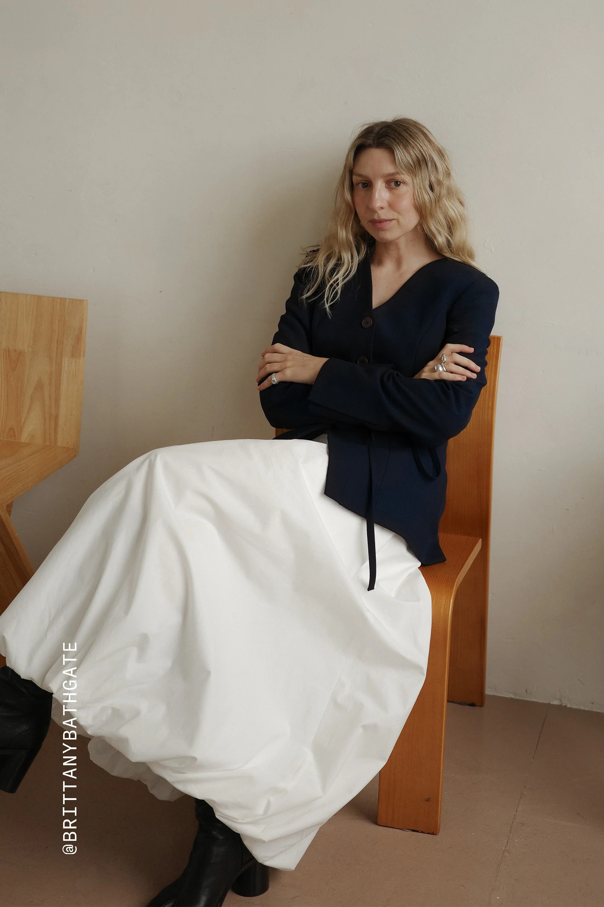 ALIGNE V Neck Tie Blazer - Blue | Parker | ALIGNE UK & EU