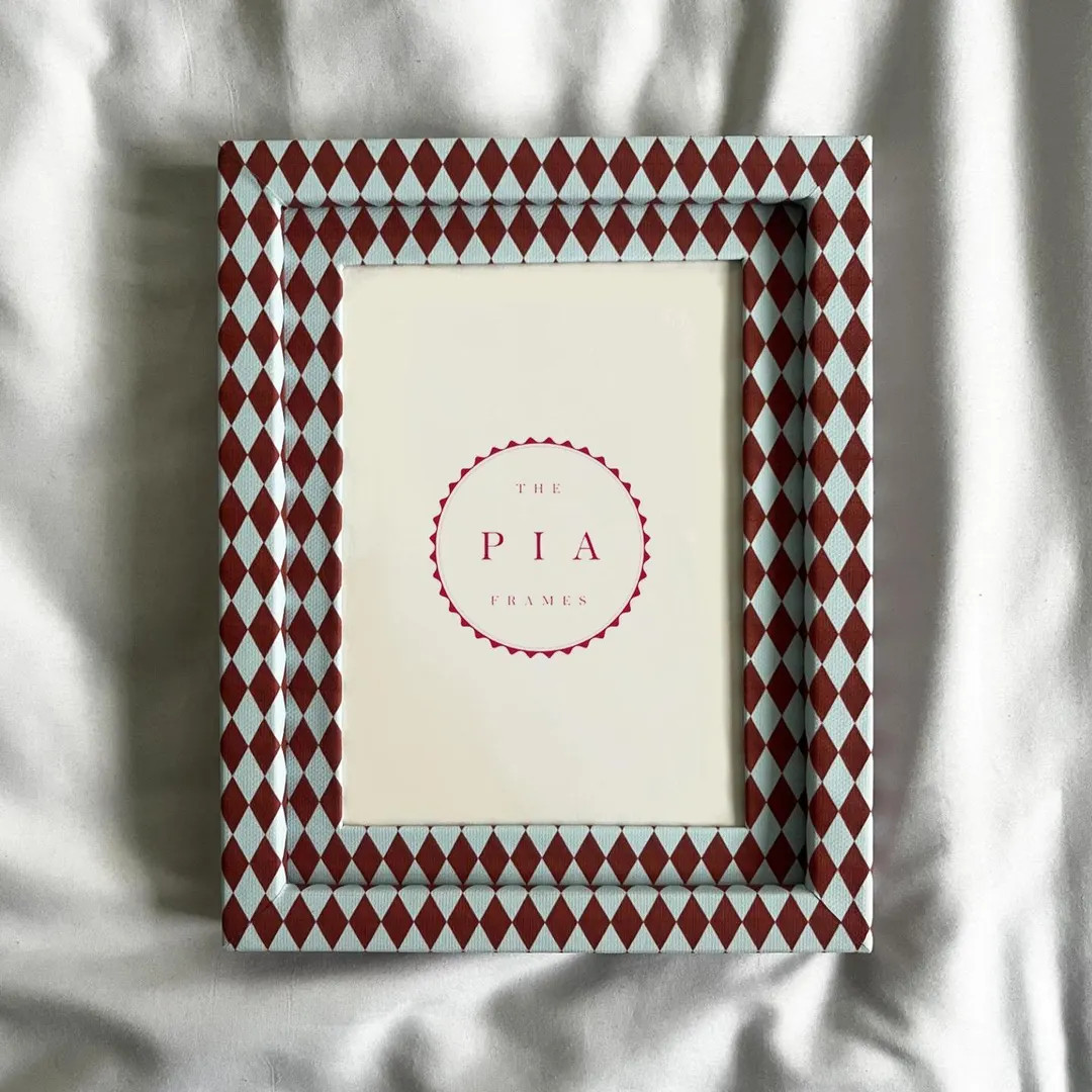 Burgundy & Blue Harlequin Fabric Frame – Hand-wrapped Picture Frame – Playful Kitchen or Gall... | Etsy (US)