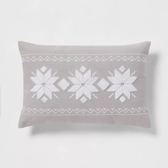 Fair Isle Embroidered Cotton Lumbar Christmas Throw Pillow - Wondershop™ | Target