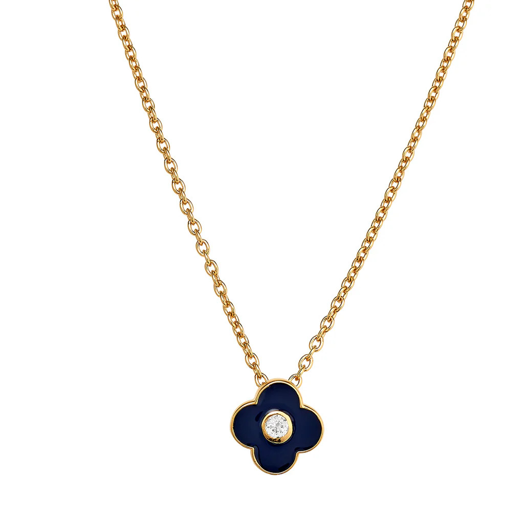 Mini Navy Enamel Clover Necklace | ASHA by ADM