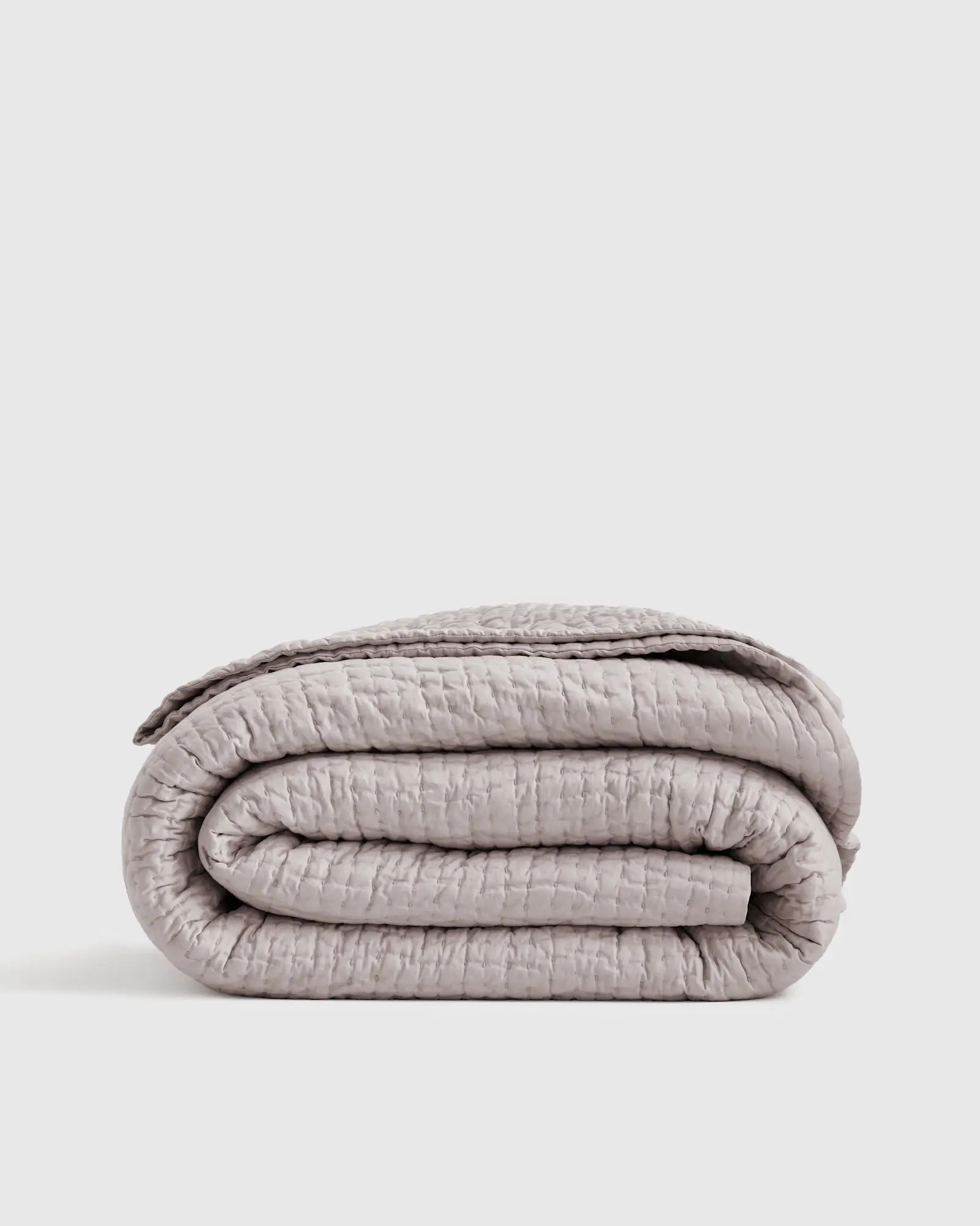 Silk Pick Stitch Quilt in Haze Grey | Quince