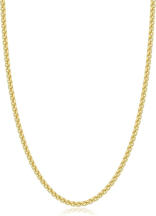 Jewlpire Silver Wheat Chain/14k Plated Gold Chain Necklace for Men, 2.5mm 3mm 4mm Chains for Men,... | Amazon (US)