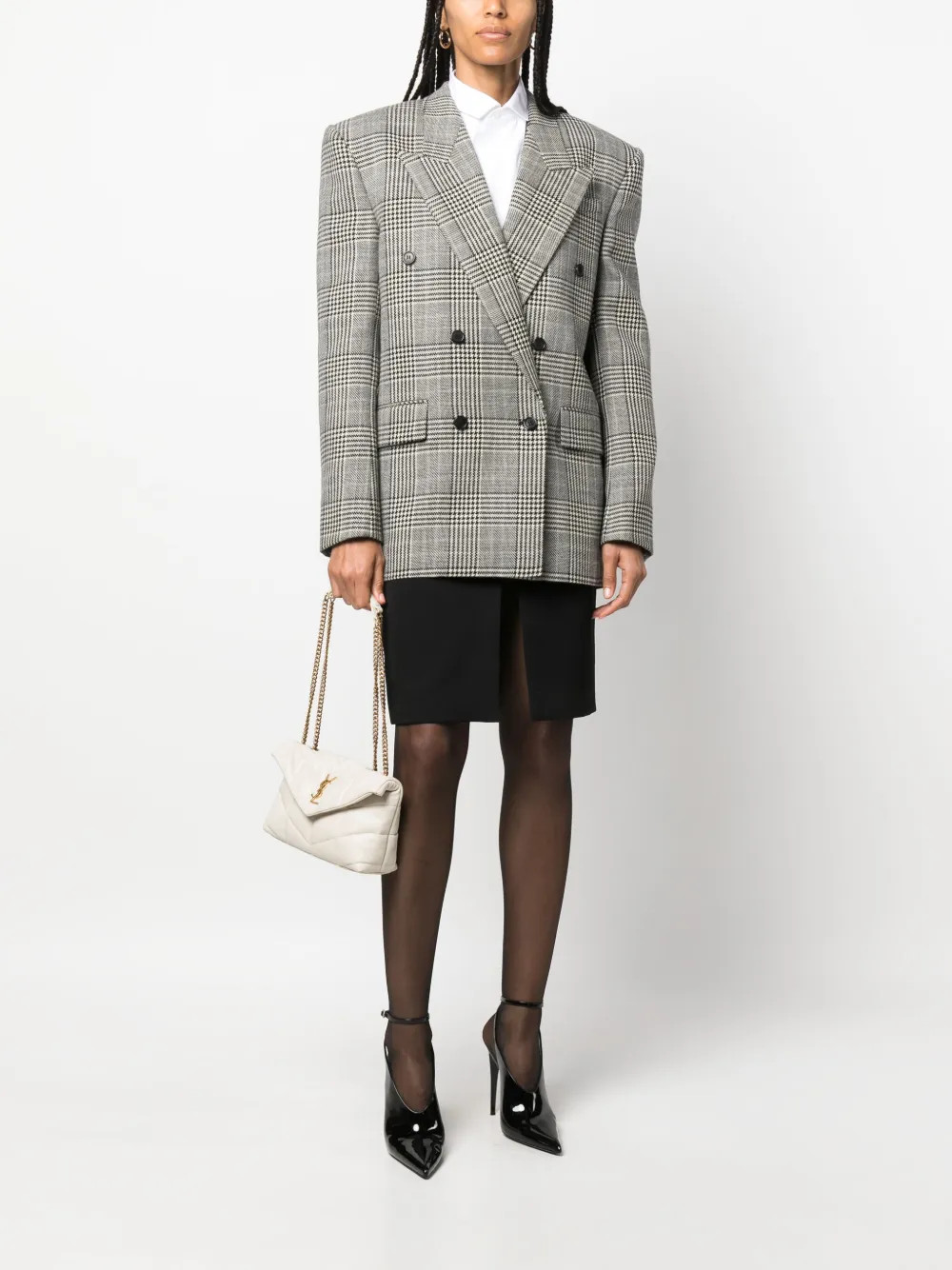 check-pattern double-breasted blazer | Farfetch Global