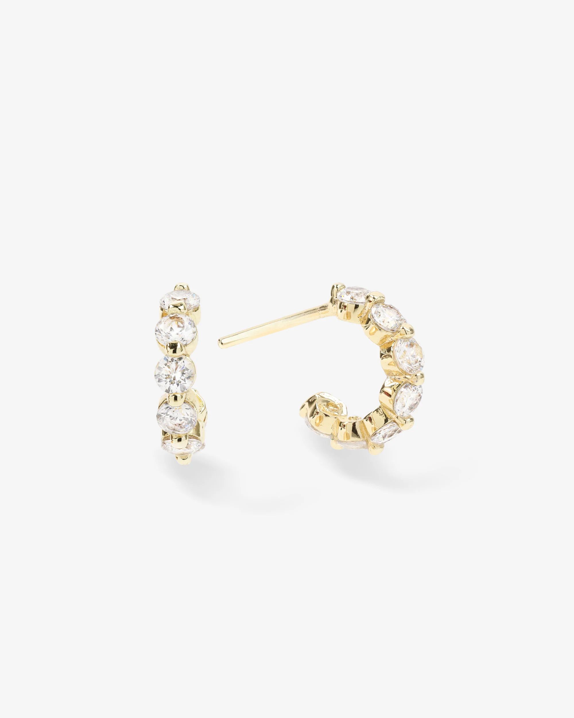 She's an Icon Huggies - Gold|White Diamondettes | Melinda Maria Jewelry