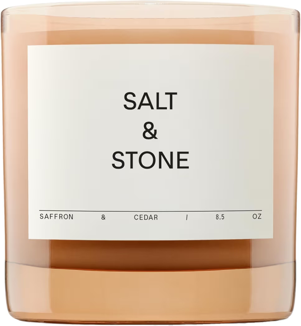SALT & STONE Scented Candle for Women & Men | Hand-Poured, Aromatic & Fragrant | Coconut & Soy Blend Wax | 100% Cotton Wick | Long-Lasting 50 Hour Burn Time (8.5 oz) (Saffron & Cedar) | Amazon (US)