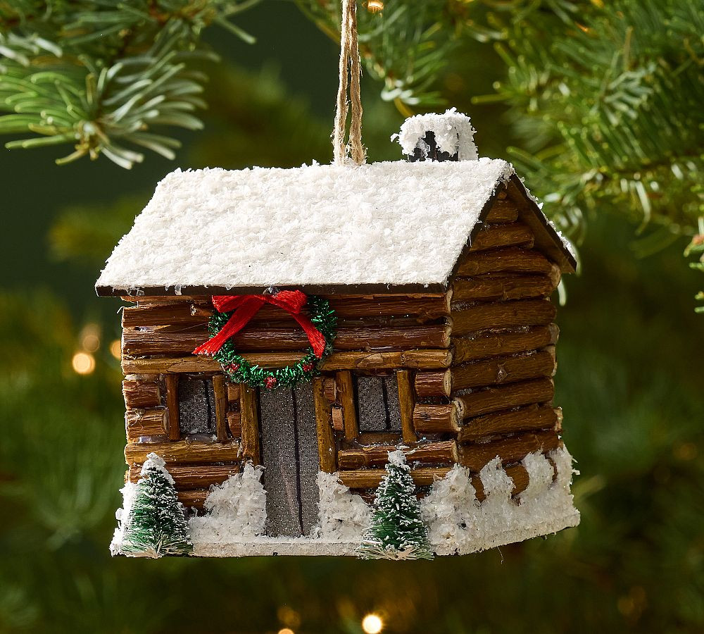 Snowy Cabin Ornament | Pottery Barn (US)