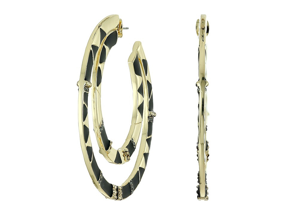 House of Harlow 1960 - Nelli Large Hoop Earrings (Gold/Black) Earring | 6pm
