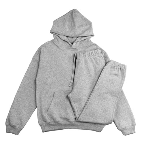 RIFLESSI Men's Women's Premium Heavyweight 100% French Terry Cotton 2 Piece Hoodie Pullover Jogger Sweatsuit Tracksuit Set (H.Grey, S) | Amazon (US)