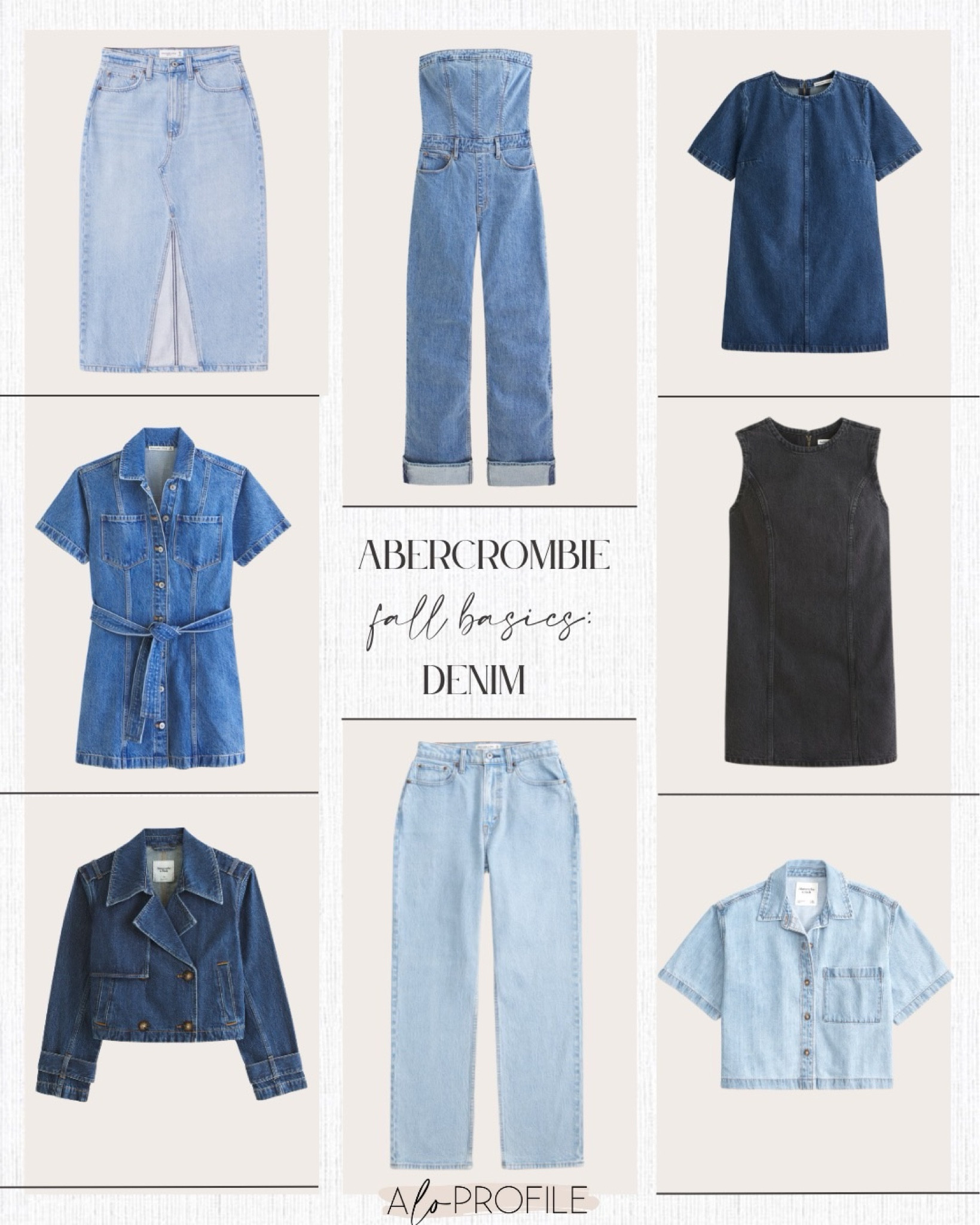 Fall Basics: Denim // Abercrombie, fall denim, denim dress, denim jacket, denim jumpsuit, denim trench coat, fall outfit inspo, fall closet staples, fall style, fall fashion, fall trends, fall outfits, fall outfit inspo, Abercrombie fashion, neutral fall fashion, Abercrombie style, denim outfits