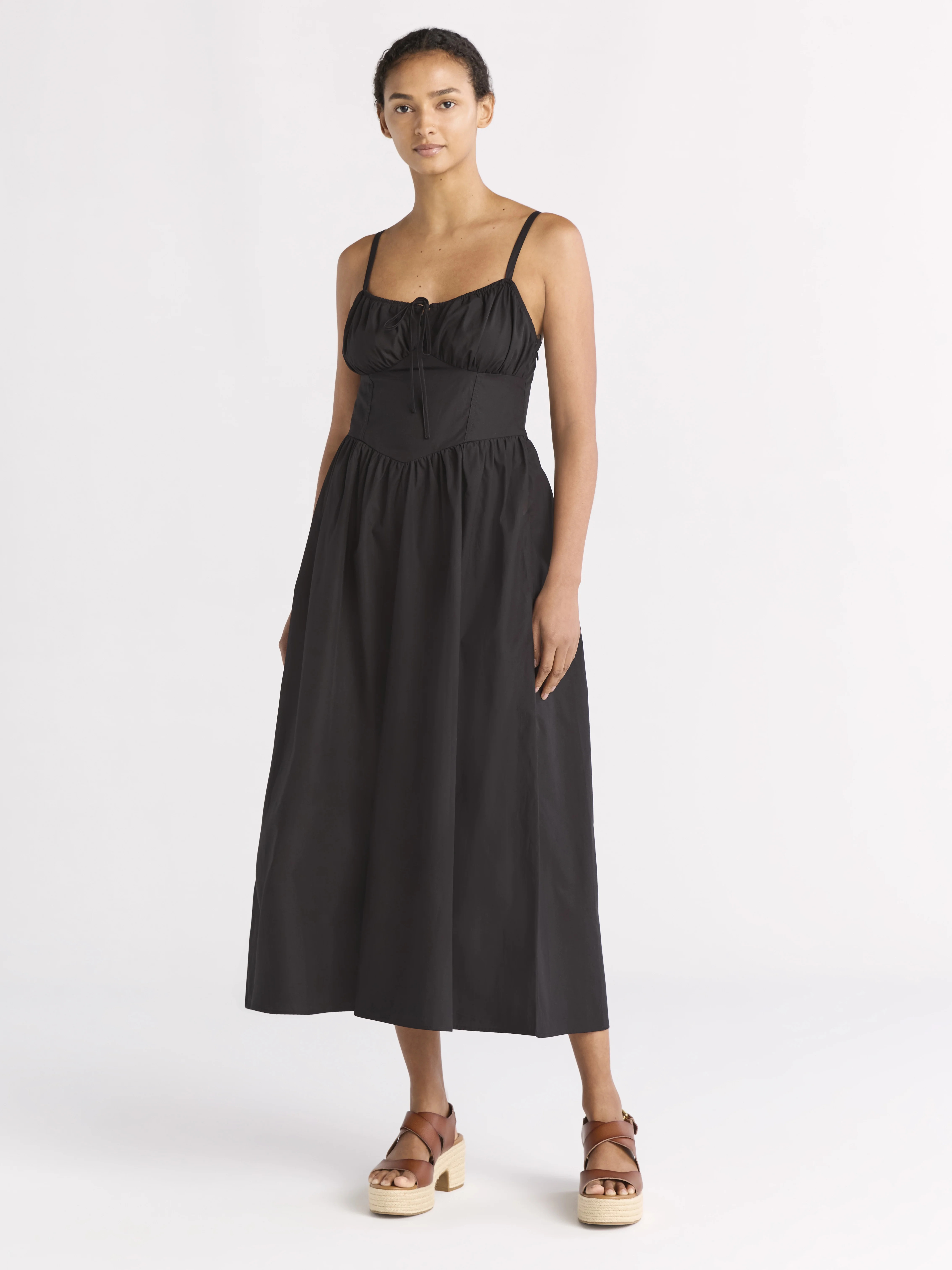 Free Assembly Women's Cotton Milkmaid Corset Maxi Dress, Sizes XS-XXXL | Walmart (US)