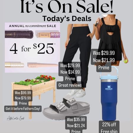 Todays deals
Summer beauty deal
Stanley sale
Father’s Day gift ideas
Activewear
Joggers
Matching set 
Sandals

#LTKSaleAlert #LTKStyleTip #LTKFindsUnder50