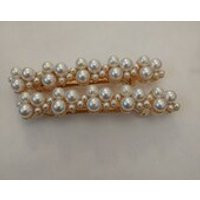 2 Beautiful Pearl Hair clips. Barrette Hair clips. Gold Coloured Clips. | Etsy (US)