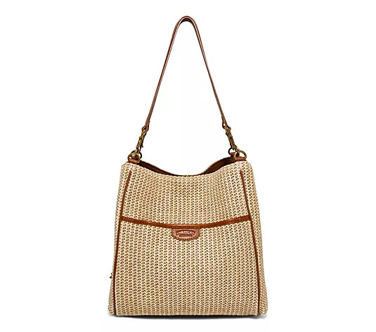 American Leather Co. Austin Triple Entry Raffia Bucket Bag - QVC.com | QVC
