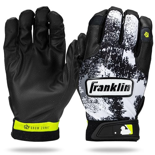 Franklin Sports MLB Youth Teeball Batting Gloves - Grow to Pro Kids Baseball + Softball Batting Gloves - Boys + Girls Pairs for Teeball, Baseball + Softball - Black/White - Youth Extra Small | Amazon (US)