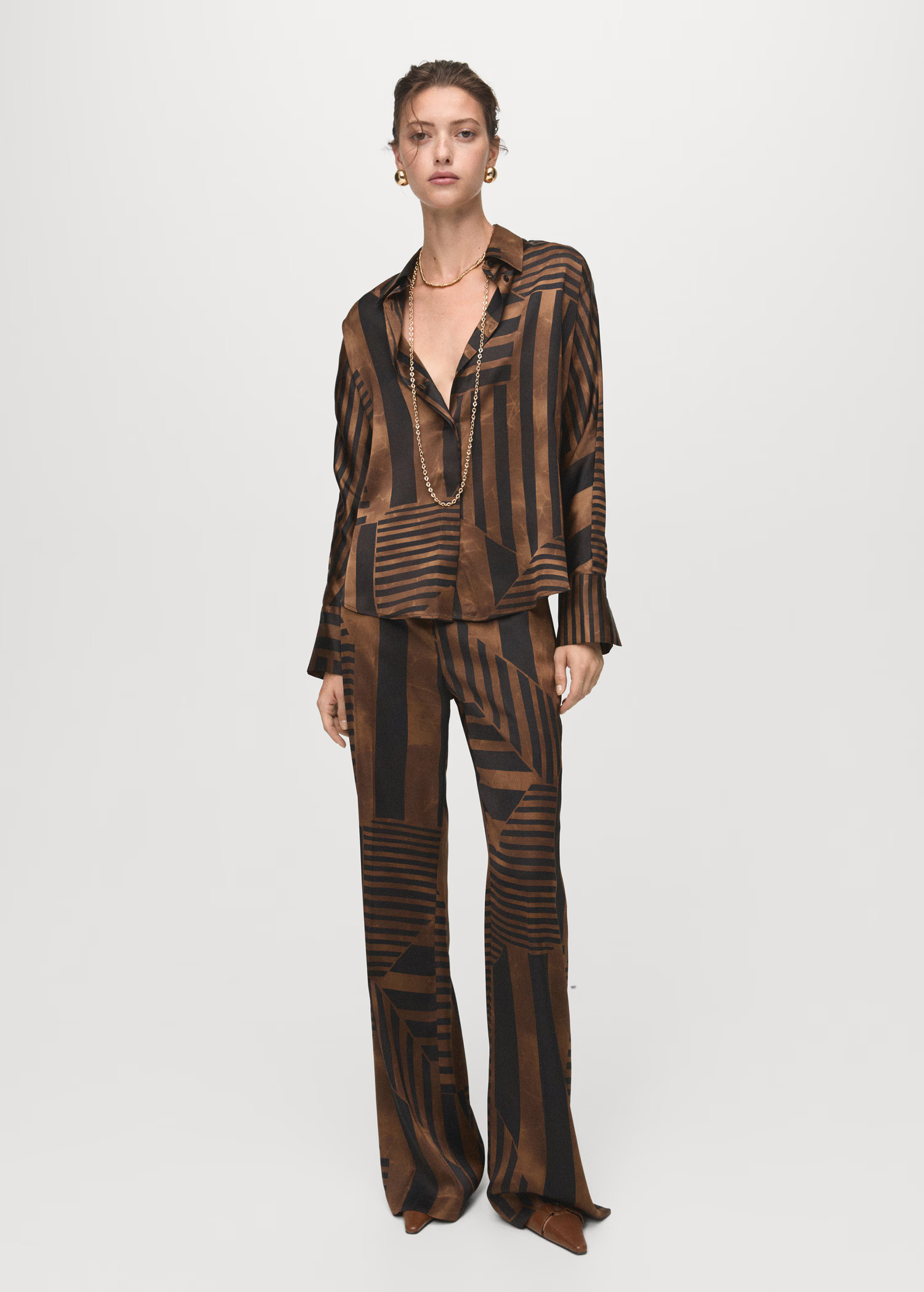 Striped satin blouse | Mango (US/MX/AU)