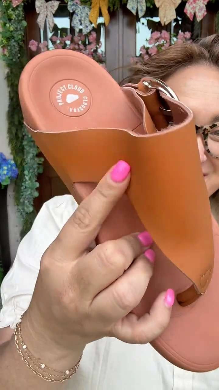Project Cloud Genuine Leather Sandals for Women - Thong Sandals with Adjustable Buckle - Plush and Soft Insole Slippers - Non Slip Outsole Slides Summer Outfits 2026 , Gifts for her, Mother's Day Gift Ideas 

 #LTKMothersDay #LTKootd #LTKTravel