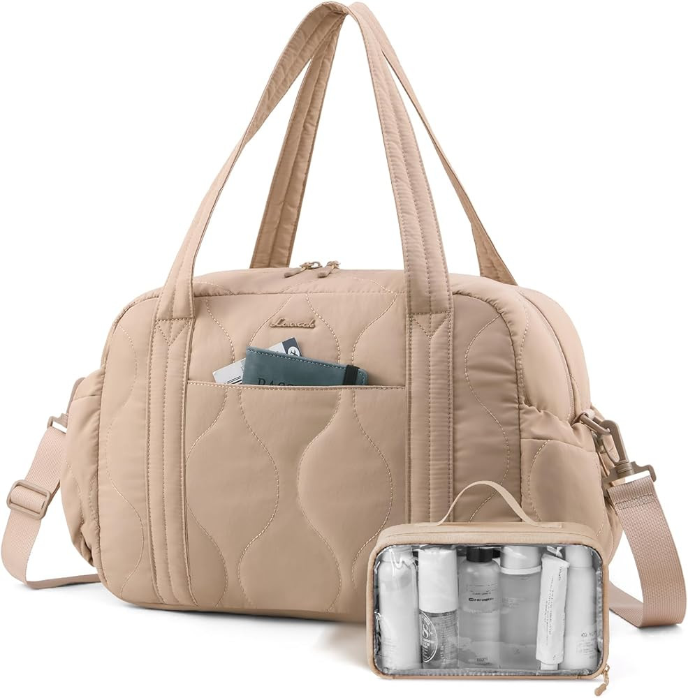 LOVEVOOK Travel Bags for Women, Puffer Weekender Womens Gym Bags with Toiletry Bag, Lightweight C... | Amazon (US)