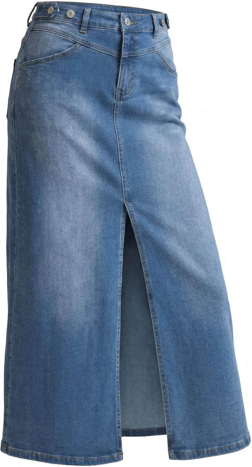 Arach&Cloz Women's Cotton Blend Stretch Adjustable Waist Jean Skirts 2026 | Amazon (US)