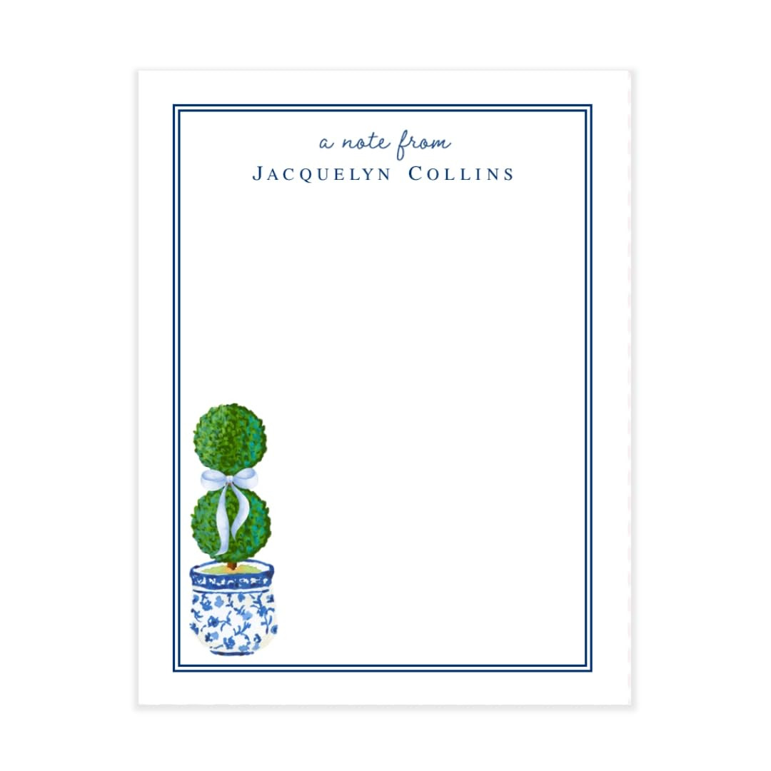 Lemon Grace Co Ginger Jar Chinoiserie Notepad, Personalized Blue White Gift with Boxwood Topiary-... | Amazon (US)