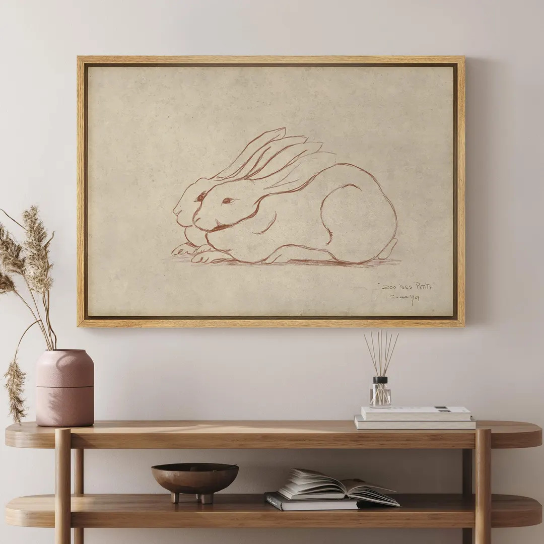 Framed Canvas Wall Art Print Vintage Drawing of Rabbit Prints Minimalist Modern Nature Farmhouse ... | Etsy (US)