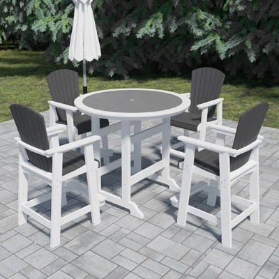 HDPE Patio Bar Table Set High Top Outdoor Table And Chairs Set Of 5 Bar Table & Stools Set | Wayfair North America