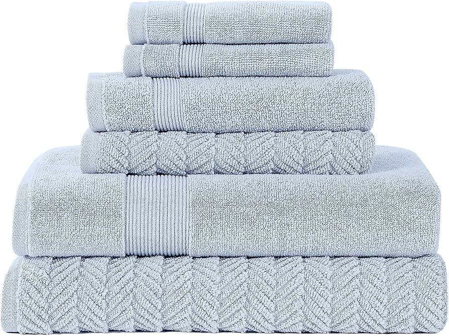 Modern Threads Otis 6-Piece 100% Cotton Towel Set – Zero Twist Jacquard Chevron – Includes 2 ... | Amazon (US)