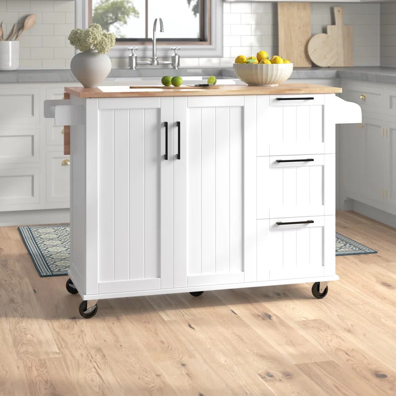53'' Wide Rolling Kitchen Cart with Solid Wood Top | Wayfair North America