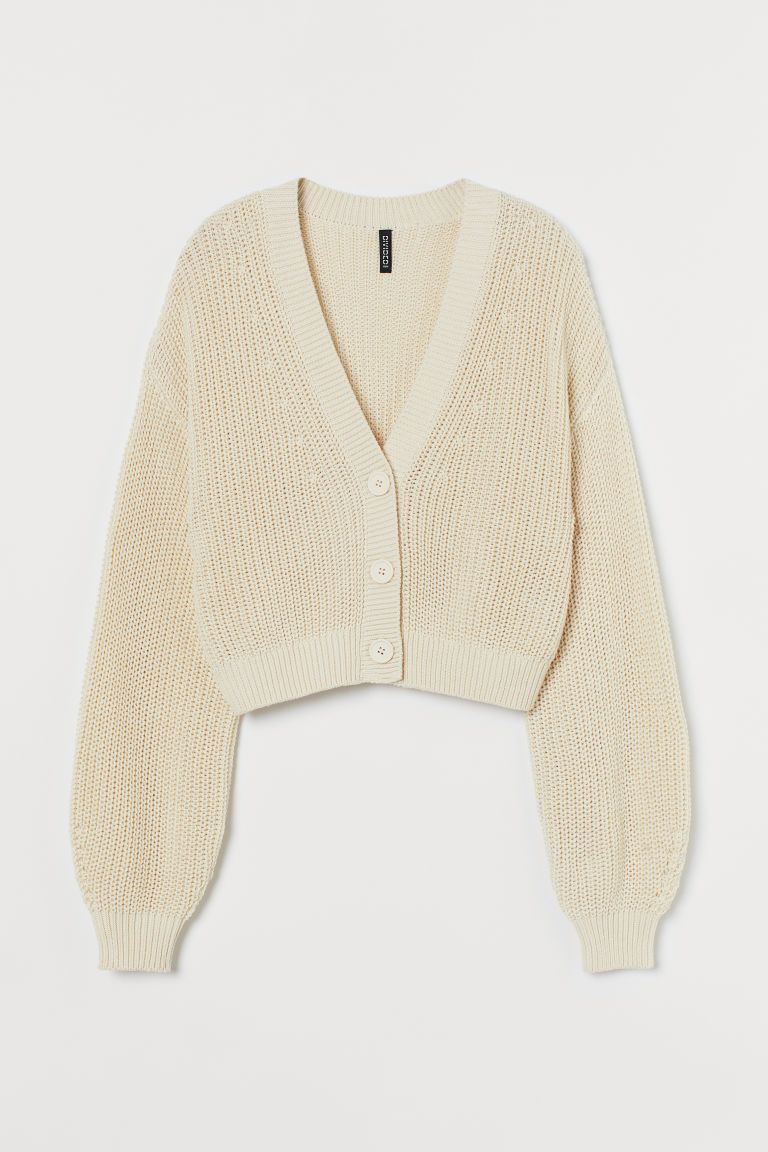 H & M - Cropped Cardigan - Beige | H&M (US + CA)