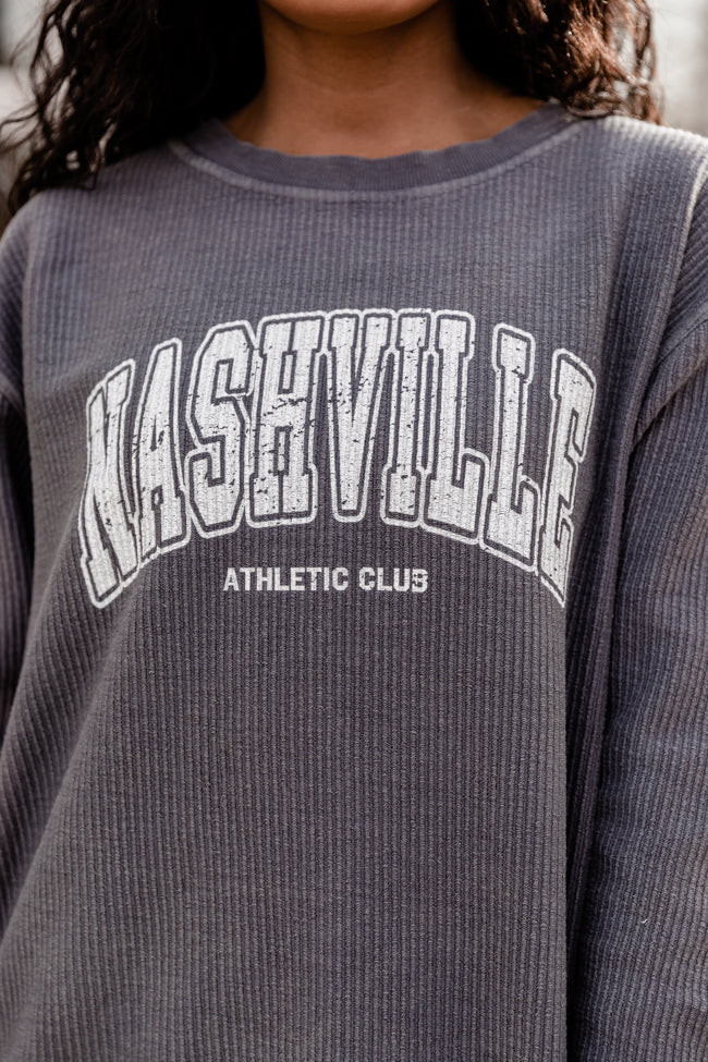 Nashville Athletic Club Charcoal Corded Graphic Sweatshirt | Pink Lily