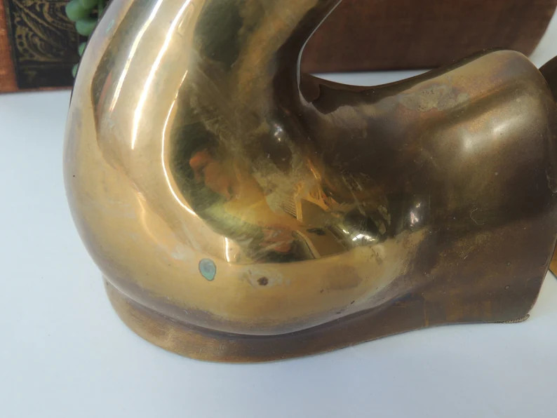 Large Brass Swan Bookends, vintage bird sculpture, heavy doorstop | Etsy (US)