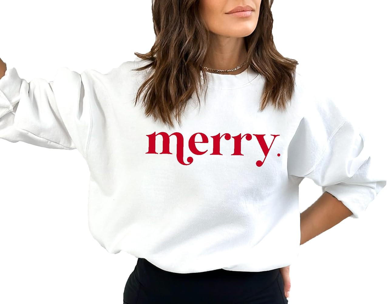 Up2ournecksinfabric Merry Christmas Sweatshirt - Embossed Puff - Christmas Gift - Christmas Crewn... | Amazon (US)