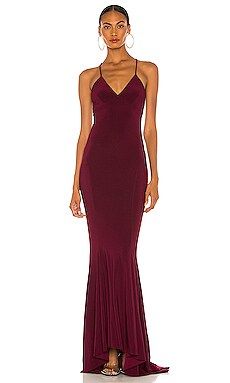 Norma Kamali x REVOLVE Low Back Slip Mermaid Fishtail Gown in Plum from Revolve.com | Revolve Clothing (Global)